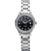 Kleine Damen-Lünette aus poliertem Edelstahl mit Diamantbesatz, Replika Omega Seamaster